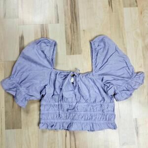 Dizzy Lizzy Lavender Puff Sleeve Crop Top - Size S